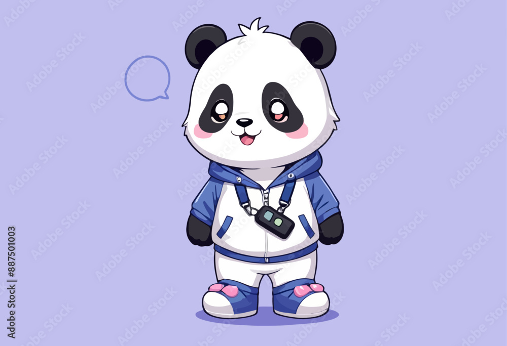 Adorable Panda Character in Blue Jacket and Pink Shoes Adorable Panda Character in Blue Jacket and Pink Shoes