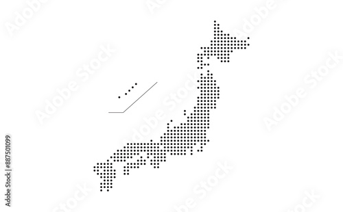 モノトーンでかっこいいドットと丸で表現する日本の都道府県 _シンプルで黒いモノクロ日本地図
