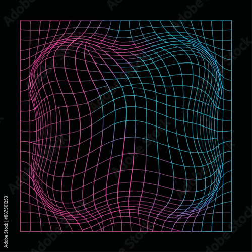 Abstract Digital Art: Pink and Blue Grid Patterns