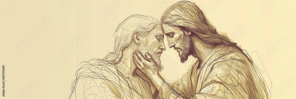 Biblical Illustration of Jesus Comforting Grieving Person Showcasing His Compassion and Love Biblical Illustration of Jesus Comforting Grieving Person Showcasing His Compassion and Love