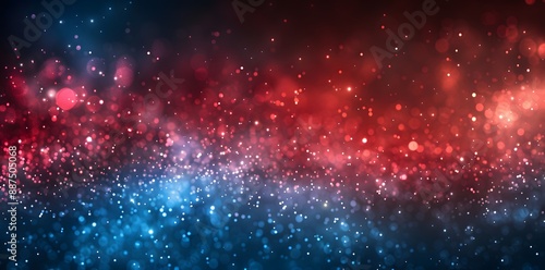 Red and blue gradient background with glitter particles, dust or sand texture