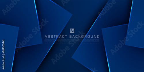 Canvastavla Abstract futuristic design dark blue overlap square geometric 3D background