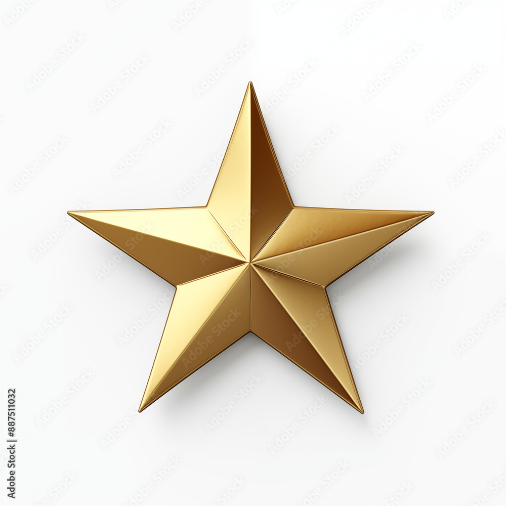 Elegant Golden 3D Star On White Background With Clean Design And Glossy Surface Elegant Golden 3D Star On White Background With Clean Design And Glossy Surface