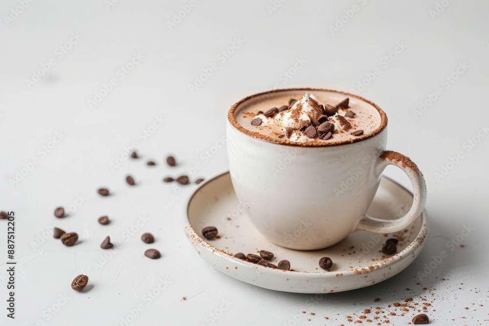 Fototapeta premium A cup of hot chocolate isolated cafe background