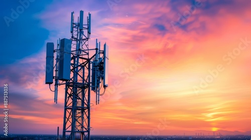 5G technology uses masts like this one to send signals for phones and TVs. These masts help connect cities and keep us communicating.