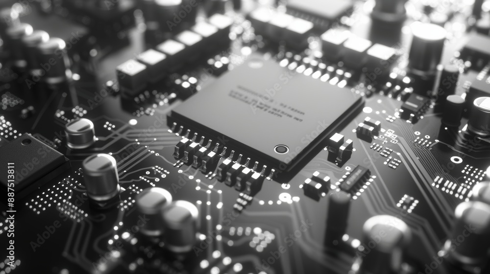 quantistic computer concept, high key quantistic computer concept, high key
