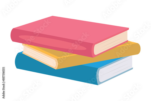 A stack of three books. Books of different colors stacked in a stack.