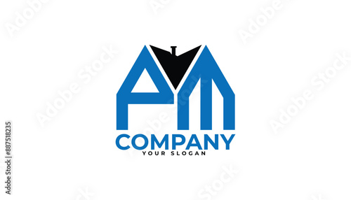 
PM letter creative real estate vector logo design.
