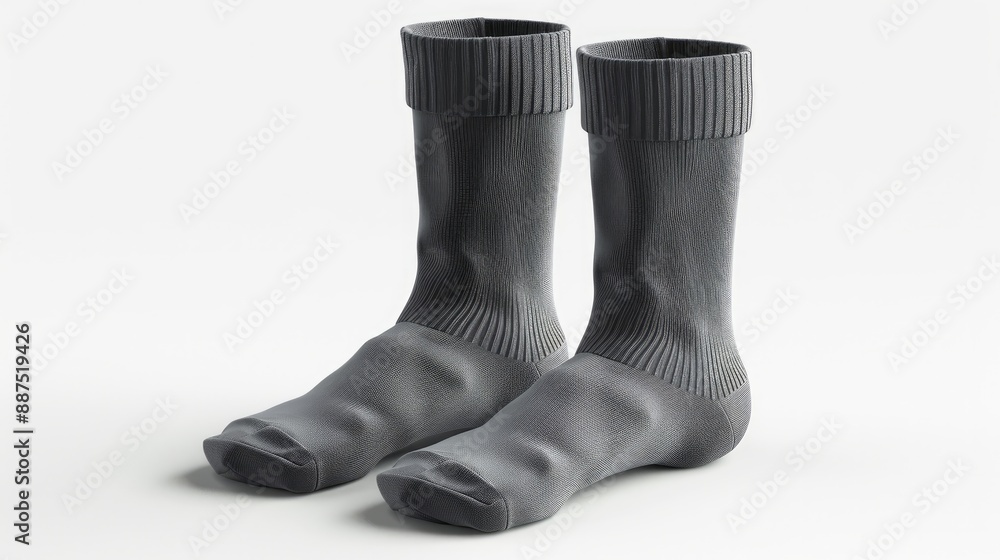 Pair of double socks mockup isolated on a white background rendered in 3D