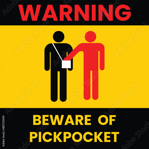 Beware of pickpockets awareness symbol vector