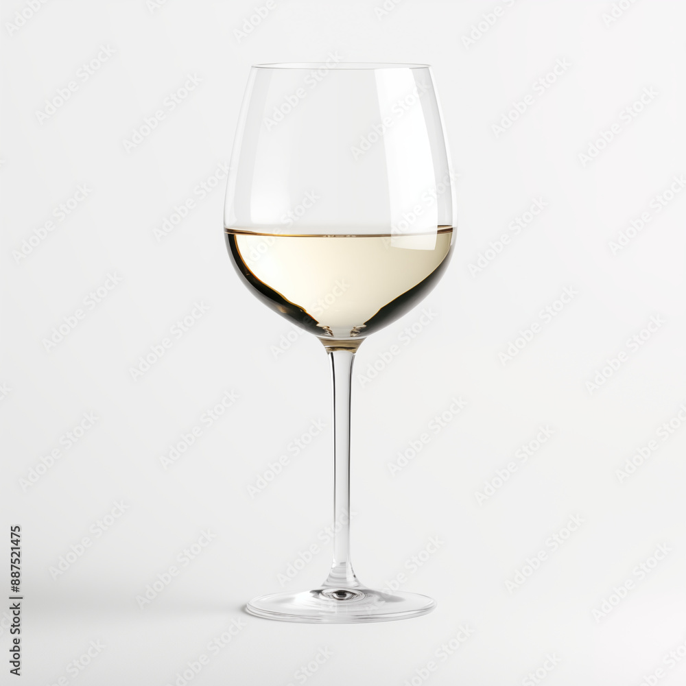 Tall Wine Glass Filled With White Wine Standing On A White Background Tall Wine Glass Filled With White Wine Standing On A White Background