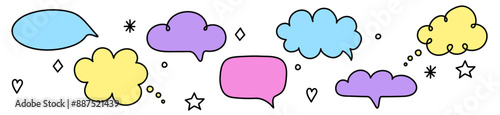 Creative speech bubble set. Hand drawn style chat box. Vector illustration