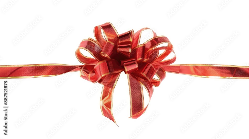 Festive ribbon in bow shape on white background, ideal for gift wrapping and celebrations