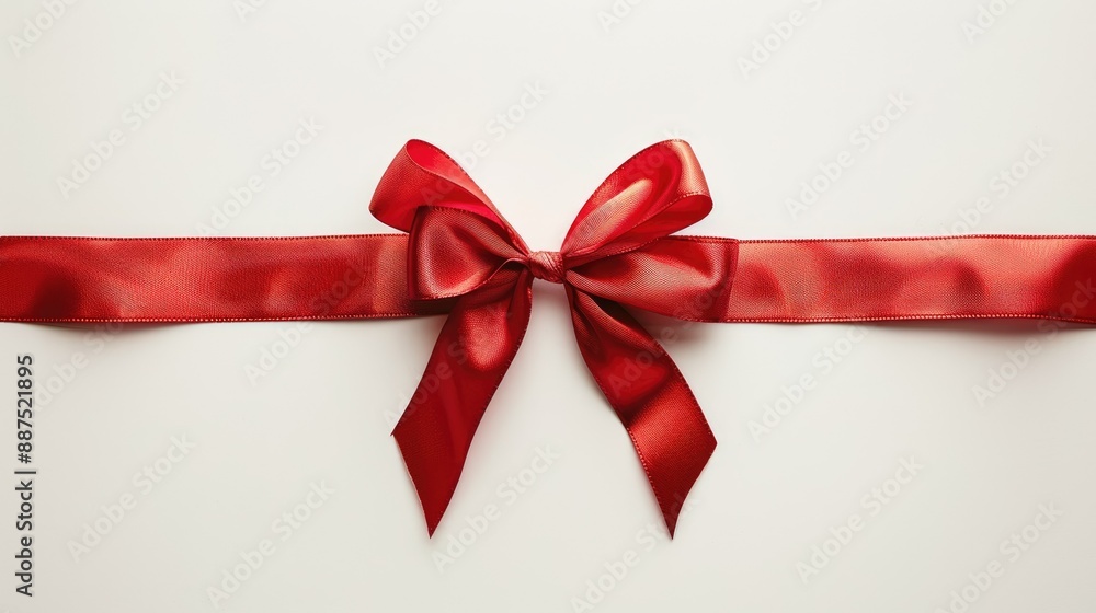Festive ribbon in bow shape on white background, ideal for gift wrapping and celebrations Festive ribbon in bow shape on white background, ideal for gift wrapping and celebrations