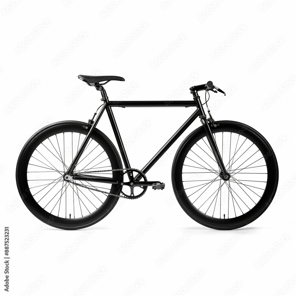 Black Fixie Bicycle Side View With Modern Minimalist Design Black Fixie Bicycle Side View With Modern Minimalist Design