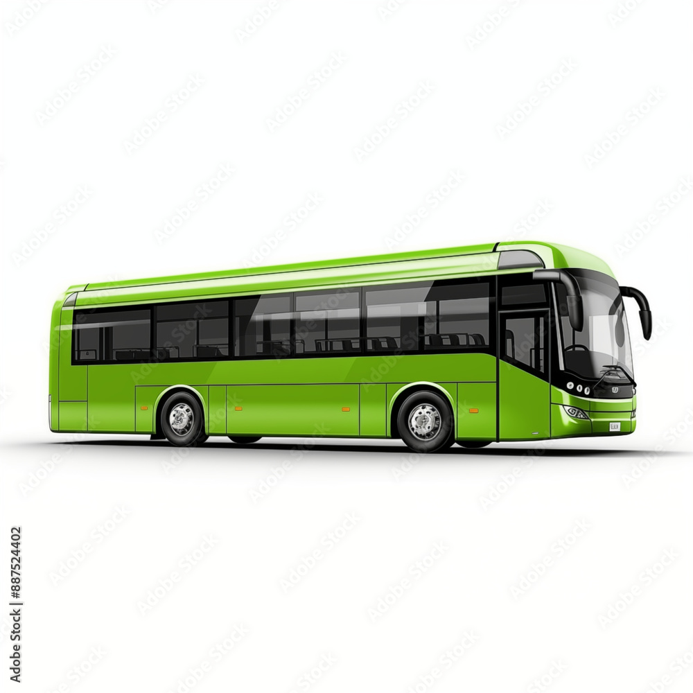 Futuristic Green Electric Bus With Modern Design Isolated On White Background Futuristic Green Electric Bus With Modern Design Isolated On White Background