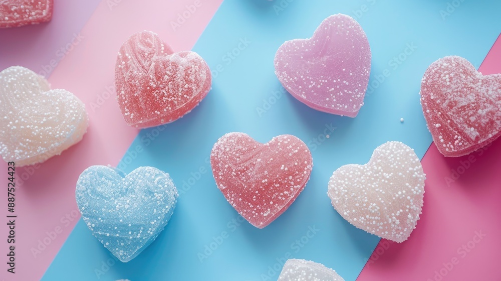Obraz premium Minimal Love Sugar Hearts on Colored Background