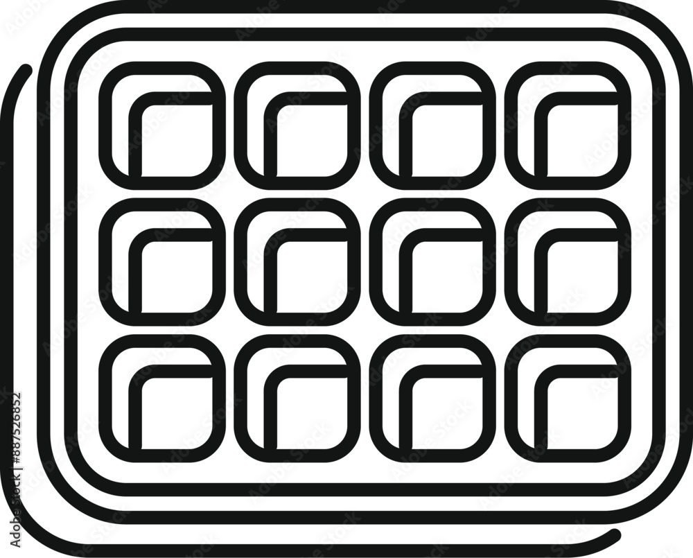 Black and white icon of a waffle iron making a delicious breakfast treat Black and white icon of a waffle iron making a delicious breakfast treat