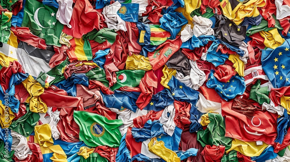 International flags exhibition array of multiple country flags on ...