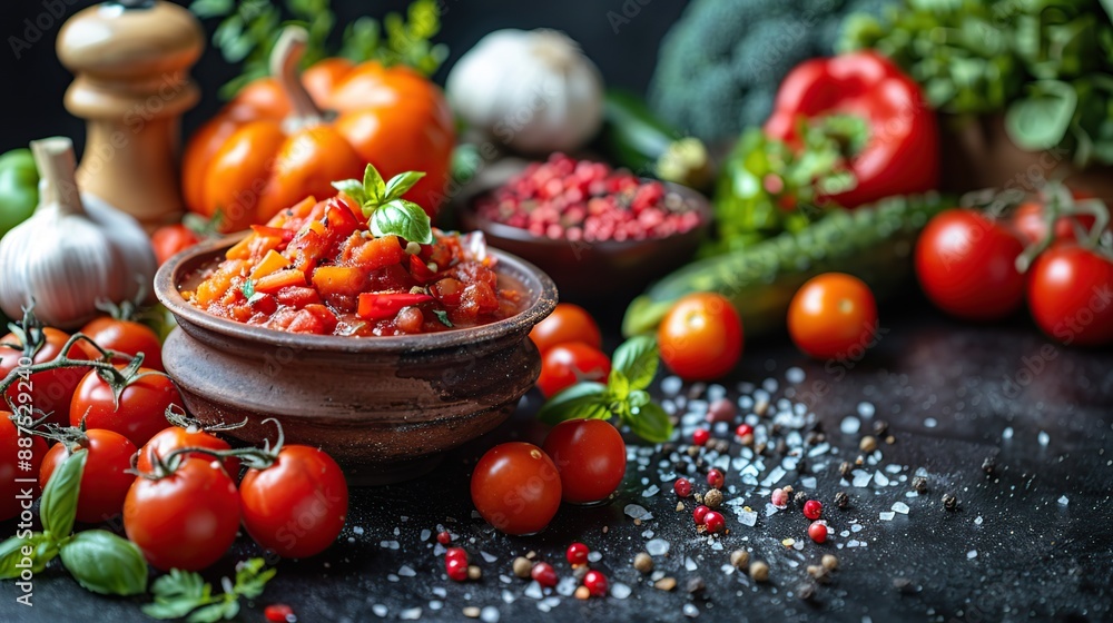 Spicy Tomato Salsa with Fresh Vegetables and Herbs Spicy Tomato Salsa with Fresh Vegetables and Herbs