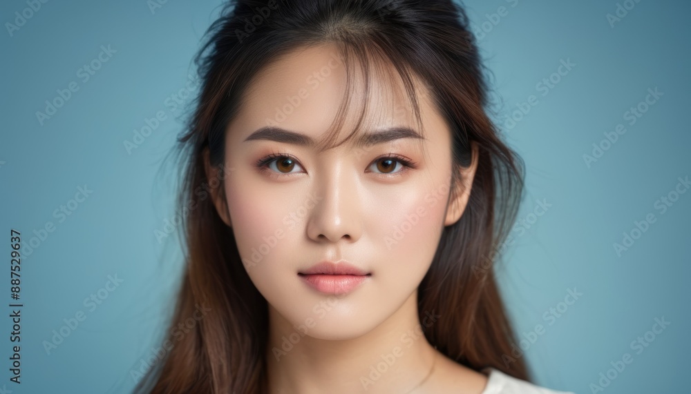 Close up portrait of a serene woman against a minimalist background. Perfect for beauty, skincare, and fashion concepts. Close up portrait of a serene woman against a minimalist background. Perfect for beauty, skincare, and fashion concepts.