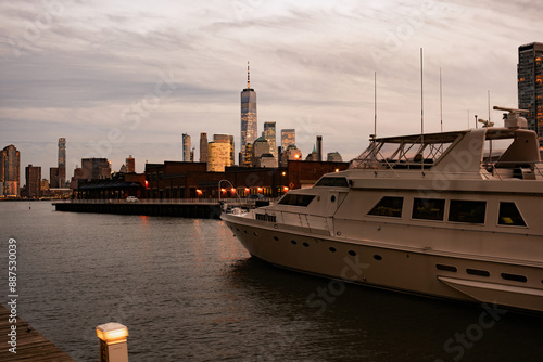 New York skyline of World Trade Center. Downtown Manhattan. Urban lifestyle in New York. Urban city life. Manhattan skyline. WTC.