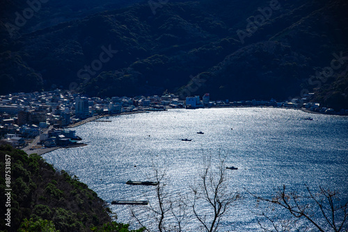 A high angle view of Heda port in Numazu Shizuoka telephoto shot photo