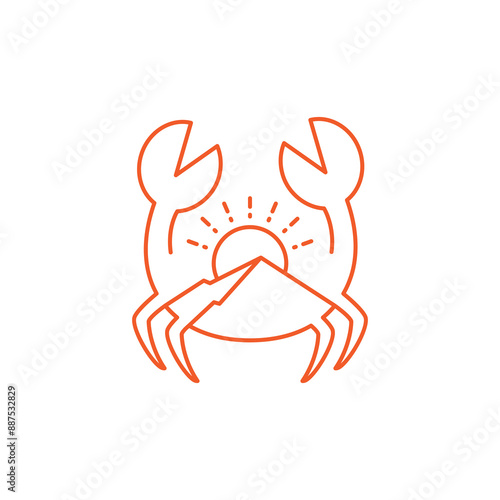 ocean crab cute animal line logo design vector