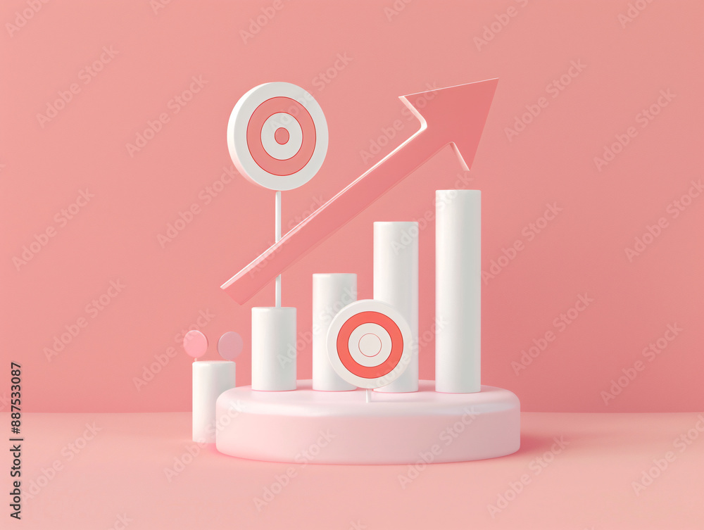 a white and pink graph with arrows and circles a white and pink graph with arrows and circles