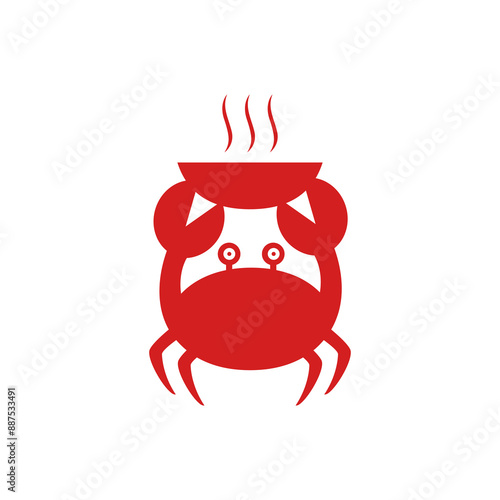 cool crab seafood concept logo design flat vector