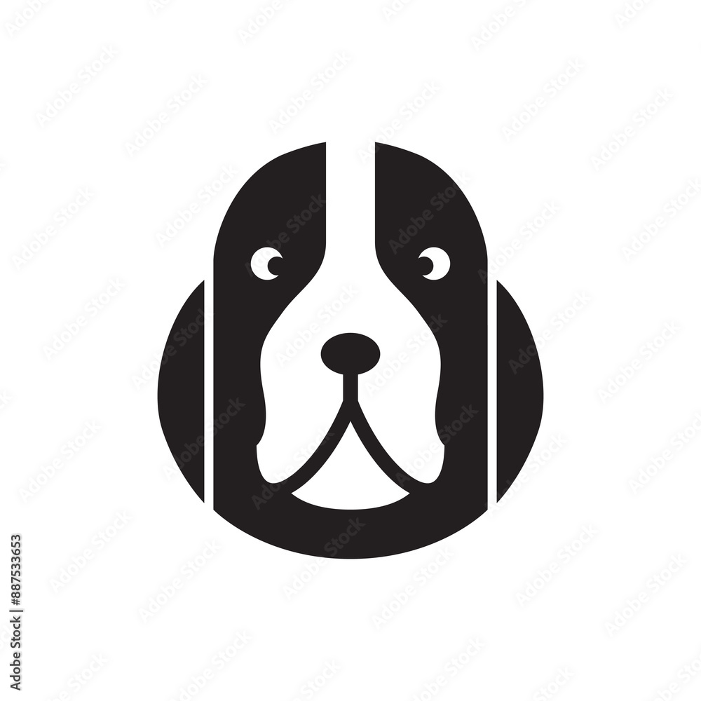 Obraz premium cute dog face adorable circle flat logo design vector