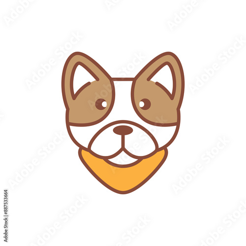 cute shiba inu dog cartoon logo design vector