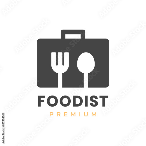 food traveler culinary concept logo design flat vector