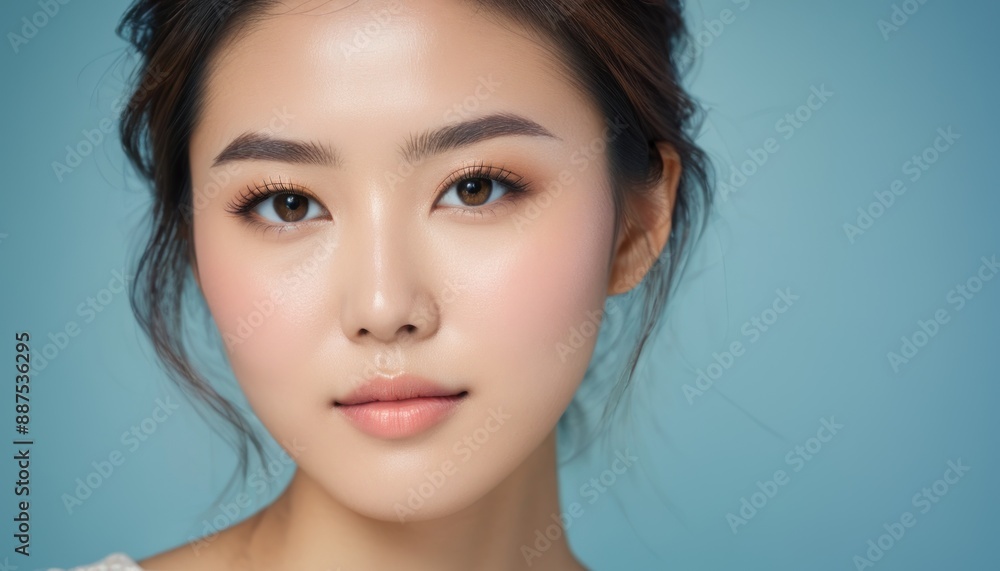 Close up portrait of a serene woman against a minimalist background. Perfect for beauty, skincare, and fashion concepts. Close up portrait of a serene woman against a minimalist background. Perfect for beauty, skincare, and fashion concepts.