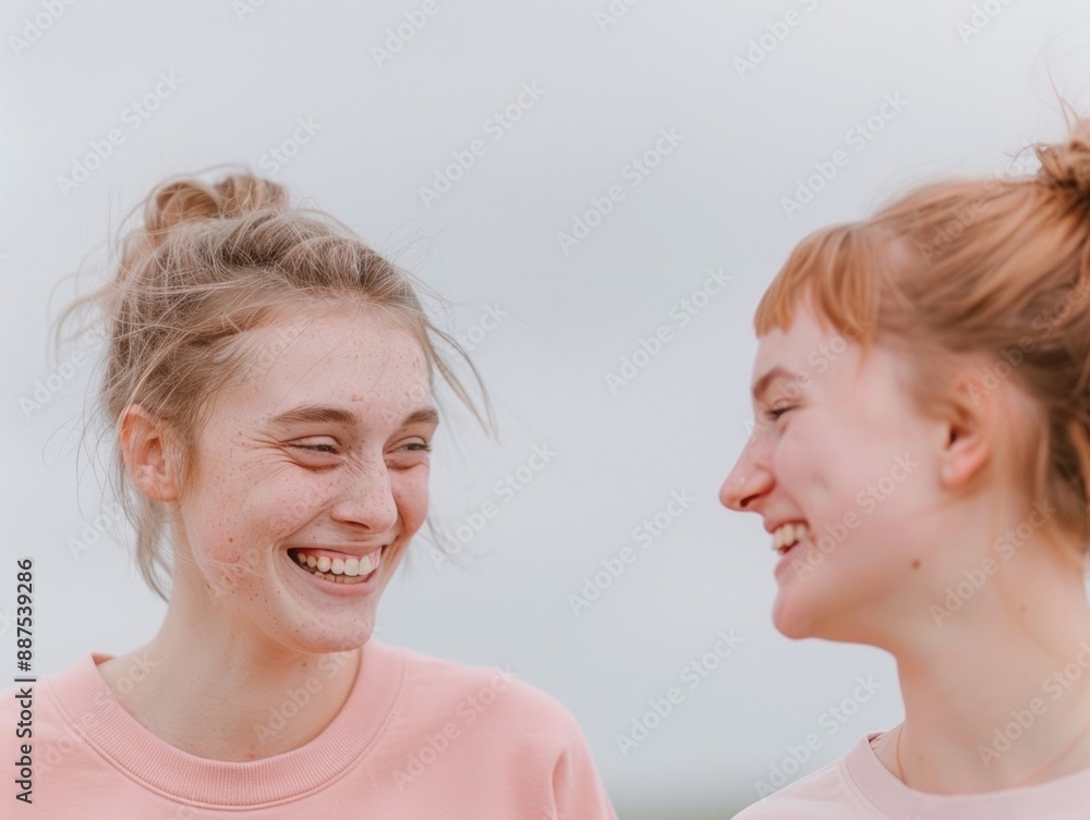 Cheerful Young Female Colleagues Sharing a Laugh Over a Laptop in a Lighthearted Office Setting Cheerful Young Female Colleagues Sharing a Laugh Over a Laptop in a Lighthearted Office Setting