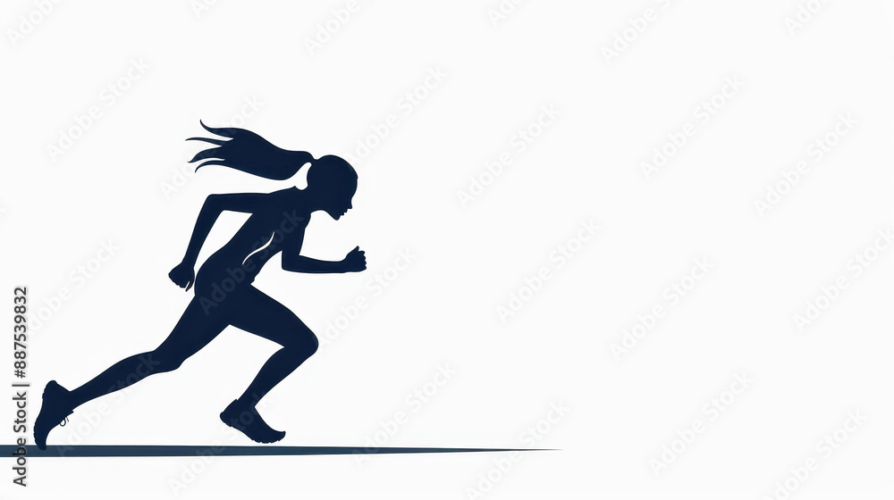 Fastpaced vector design of a female runner on white backdrop. Fastpaced vector design of a female runner on white backdrop.