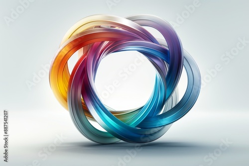 Colorful twisted ring sculpture with a glossy finish showcasing artistic creativity and bold design photo