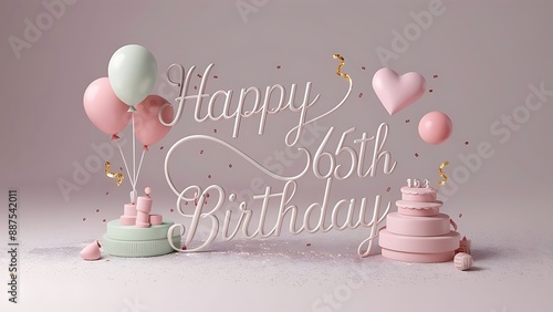 Sottobicchiere 65esimo Compleanno Rosa Divertente – 9x9 Cm Con Frase 'Happy Birthday' In Inglese E Finitura Lucida - 3