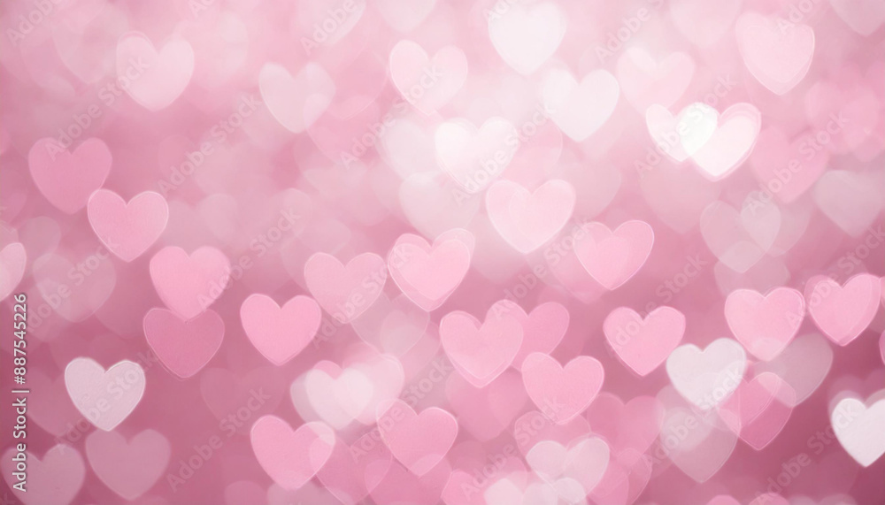 Soft pink background with blurred out hearts creating a dreamy bokeh effect. Soft pink background with blurred out hearts creating a dreamy bokeh effect.
