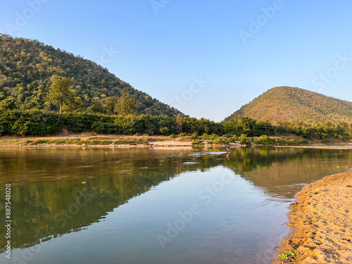 View of a magnificent Brahmani River on the lap of the hills