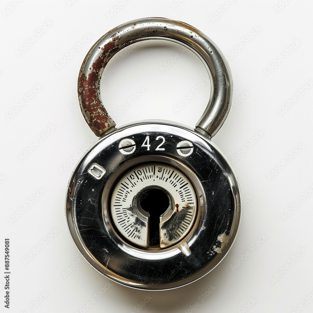 Close-up of an old, rusty combination lock. Close-up of an old, rusty combination lock.