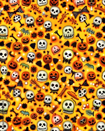 Seamless pattern for Halloween holiday. Childish background for fabric, wrapping paper, textile, wallpaper and apparel. Vector Illustration