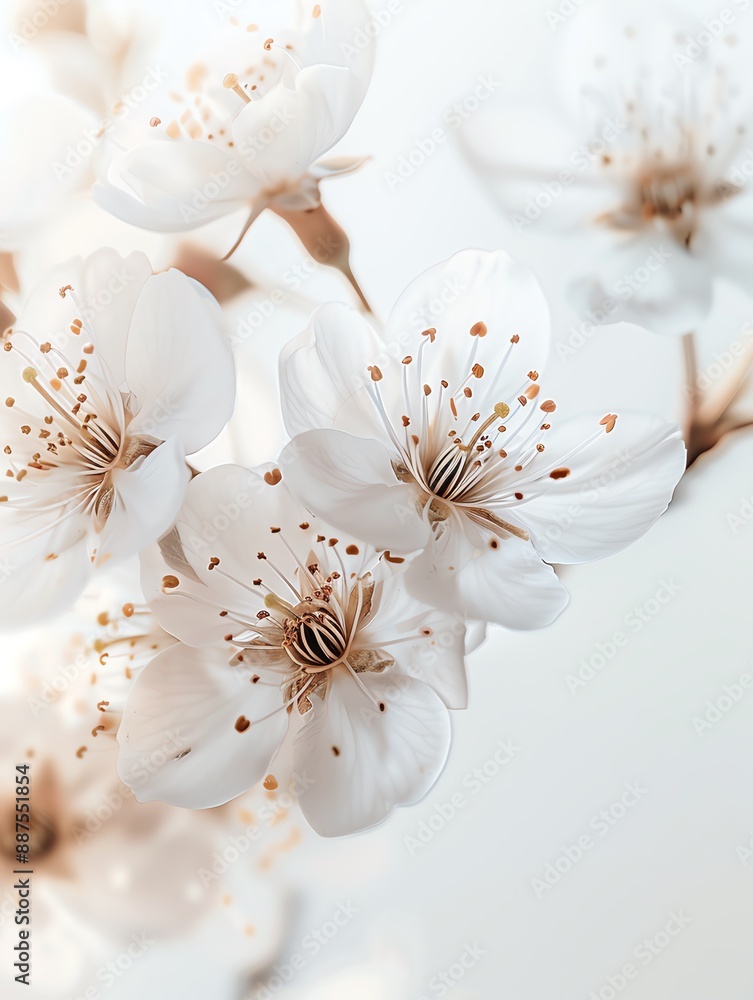 Close-up of delicate white cherry blossoms in full bloom. Soft focus and light background create a serene and elegant atmosphere. Close-up of delicate white cherry blossoms in full bloom. Soft focus and light background create a serene and elegant atmosphere.