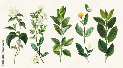 Wallpaper Mural A hand-drawn botanical illustrations, detailed and realistic, colored versions Torontodigital.ca