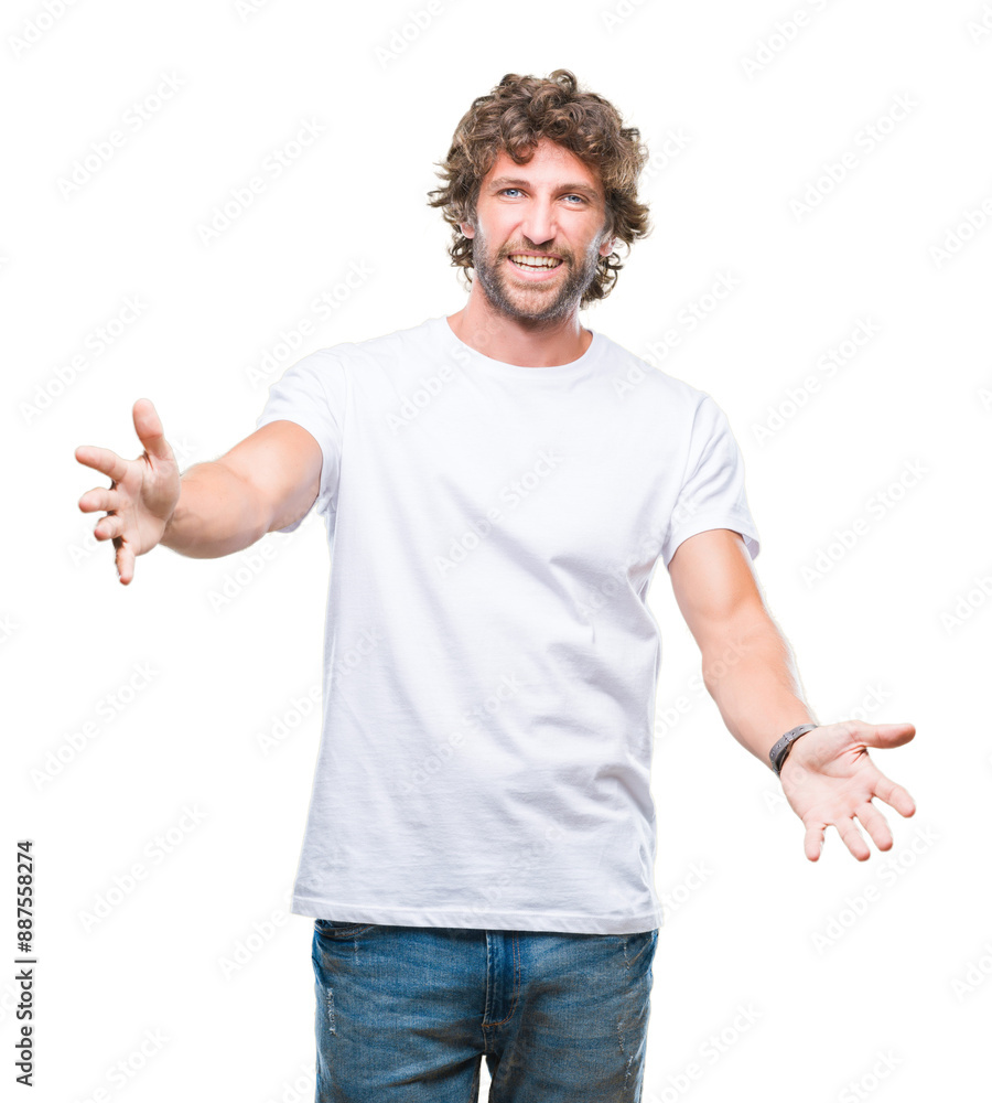 Handsome hispanic model man over isolated background looking at the camera smiling with open arms for hug. Cheerful expression embracing happiness. Handsome hispanic model man over isolated background looking at the camera smiling with open arms for hug. Cheerful expression embracing happiness.