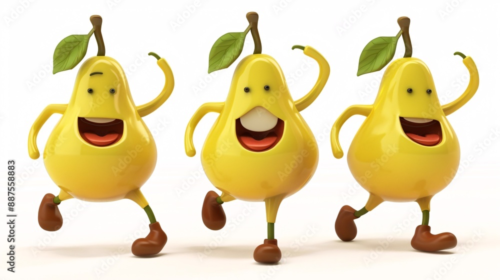 Playful 3D cartoon icon featuring a quirky pear character. Playful 3D cartoon icon featuring a quirky pear character.