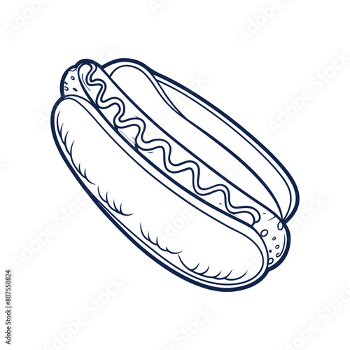 Hot dog line art vector illustration