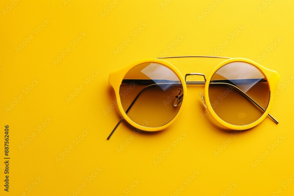 Yellow Sunglasses on Yellow Background Yellow Sunglasses on Yellow Background