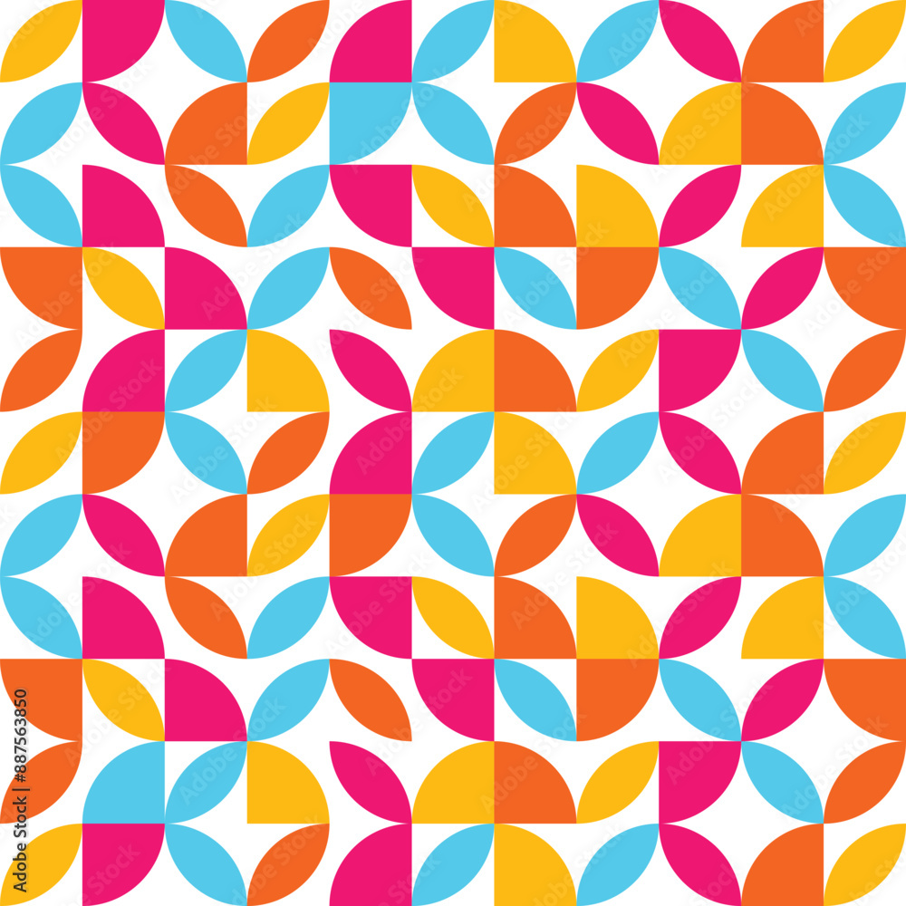 Colourful geometric background in Bauhaus style. Abstract seamless pattern. Vector illustration Colourful geometric background in Bauhaus style. Abstract seamless pattern. Vector illustration
