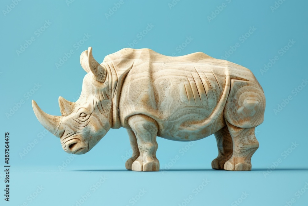 Fototapeta premium Wooden Rhino Sculpture